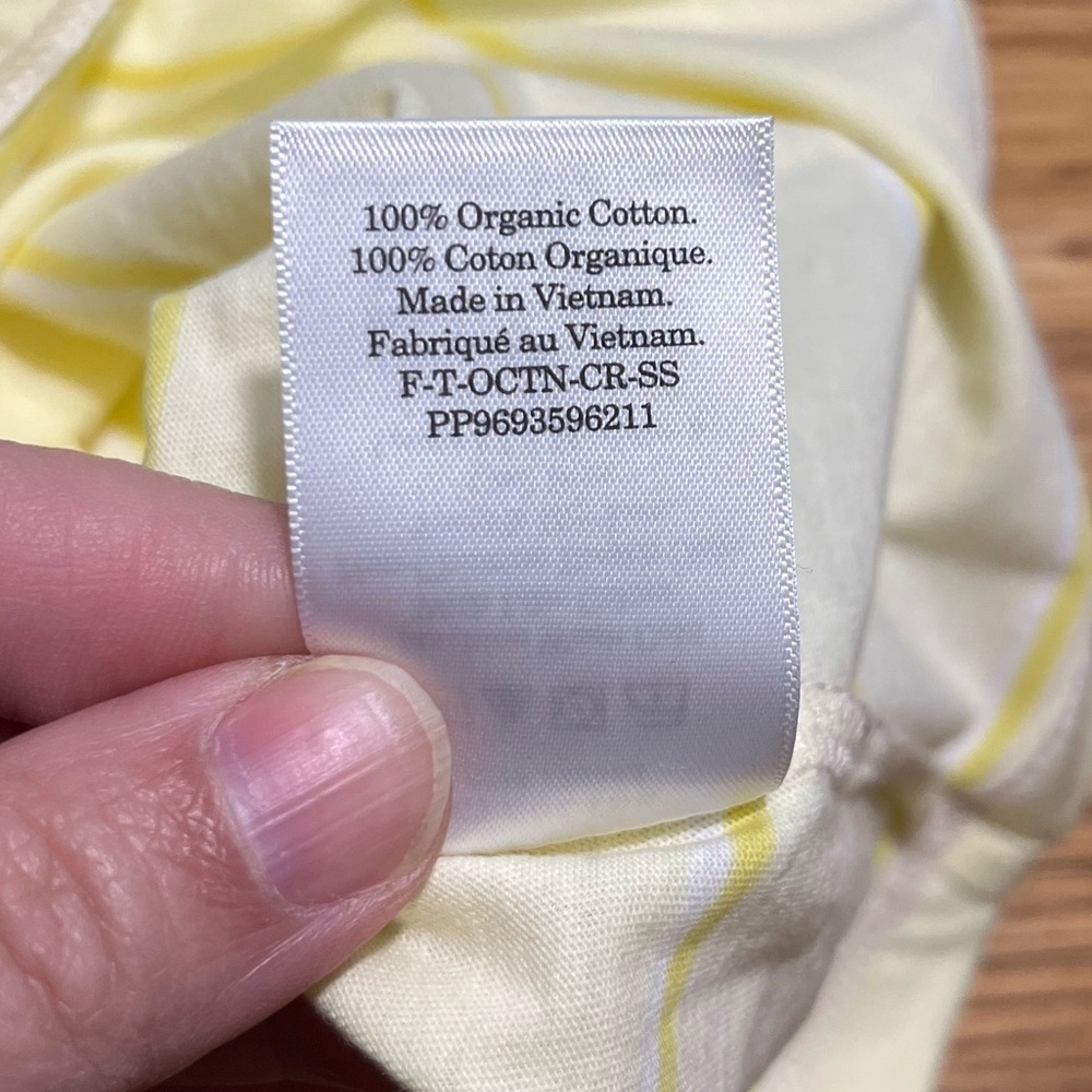 Everlane Yellow Organic Cotton Striped Short Sleeves Crew Neck Size Small - Picture 4 of 7